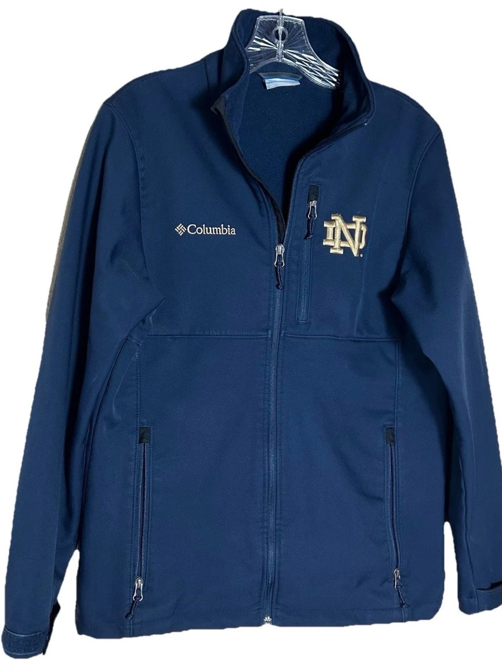 Columbia Notre Dame Fighting Irish Navy Blue Softshell Jacket Mens Full Zip, Sm